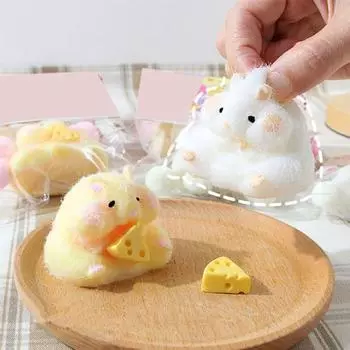 4 шт. игрушка для снятия стресса в виде сырного хомяка, сжимающая сенсорную игрушку для детей, подростков и взрослых, мягкий мяч для снятия стресса TPR, игрушка для животных 4pcs