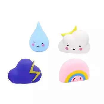 4 шт. Игрушки для купания с водой для детского мытья волос, дождевое облако, гром, капли дождя