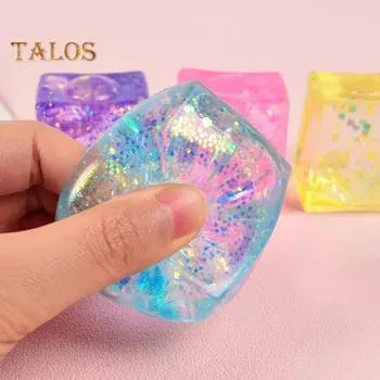 4 шт. Игрушки для снятия стресса, блестящие кубики льда, шарики для снятия стресса, сенсорные шарики для взрослых и детей, забавный сжимаемый мяч, симпатичный кубик для снятия стресса, красочная декомпрессия 4pcs