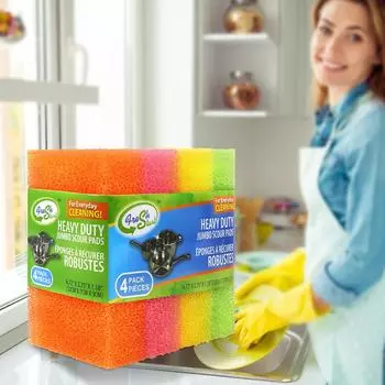 4 шт., имитация люфы, губка для мытья посуды, прочная утолщенная цветная губка для протирки кастрюли, кухонная губка для мытья посуды 4pcs разноцветный