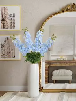4 шт. искусственные цветы дельфиниума искусственные цветы 80 см длинный стебель шпорник латекс настоящее прикосновение для высоких ваз столов домашний свадебный сад декор белый