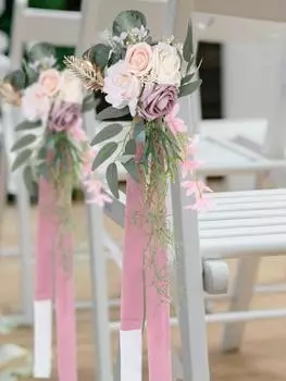 4 шт. искусственные цветы для прохода, цветочное украшение, эвкалипт, спинка стула, цветок для свадьбы, скамья, цветы, цветок на спинке стула, домашний балкон, цветочное украшение оранжевый