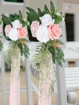 4 шт. искусственные цветы для прохода, цветочные украшения, эвкалипт, цветок на спинке стула для свадьбы, скамья, цветы, цветок на спине, домашний цветочный декор оранжевый