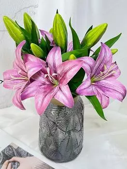 4 шт. искусственные цветы искусственные цветы лилии латексные искусственные цветы для свадебной вечеринки сад магазин двор фотографии реквизит гостиная балкон домашний декор розовый