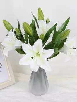 4 шт. искусственные цветы лилии, латексные поддельные цветы для свадебной вечеринки, садового магазина, декора стола, реквизит для фотосъемки розовый