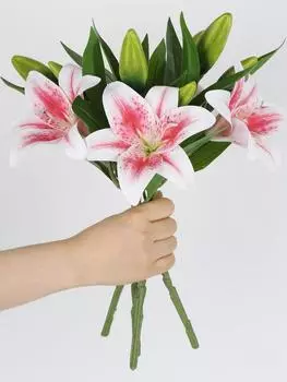 4 шт. искусственные цветы лилии латексные поддельные цветы для свадебной вечеринки сад магазин двор фотографии реквизит гостиная балкон домашний декор розовый