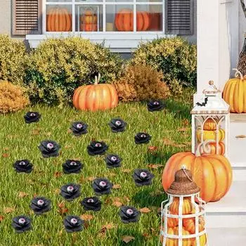 4 шт. искусственные головки роз на Хэллоуин, черная искусственная шелковая роза, реалистичный жуткий глазной декор для украшения двора, сада, газона красный