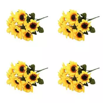 4 шт. Искусственные подсолнухи, желтые цветы, букет, реалистичные большие цветы, аксессуары, свадебный букет для дома 24 heads