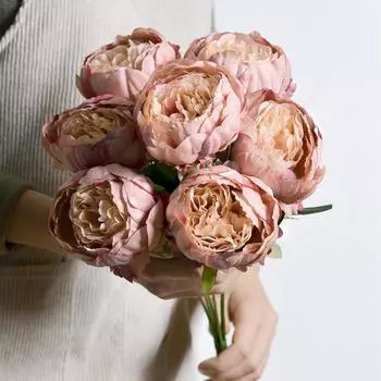 4 шт. искусственные растения букеты весенние цветы всего 12 головок искусственный шелк пион свадебное украшение для дома декор стола в помещении синий