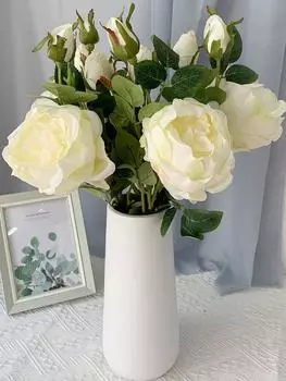 4 шт. Искусственные розы 80 см Поддельные розы с длинными стеблями Реалистичный свадебный букет из искусственных роз для свадебной цветочной вечеринки Домашний декор стола белый