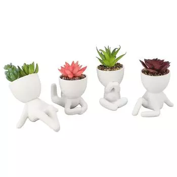 4 шт. искусственные суккулентные растения, симпатичные керамические искусственные суккулентные цветочные горшки, набор для украшения офиса Liv