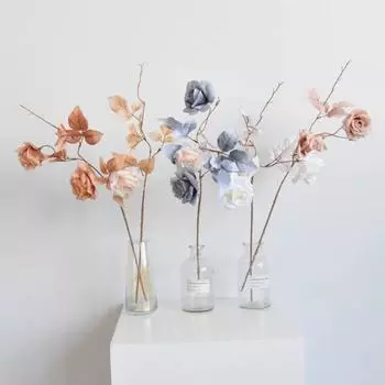 4 шт. искусственных цветов, искусственные шелковые розы со стеблями, настоящие, объемные цветы для свадебных букетов, центральных композиций, приемов, вечеринок, домашнего декора синий