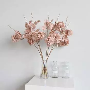 4 шт. искусственных цветов, искусственные шелковые розы со стеблями, настоящие, объемные цветы для свадебных букетов, центральных композиций, приемов, вечеринок, домашнего декора синий