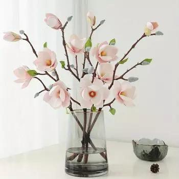 4 шт. искусственных цветов магнолии свадебный букет невесты искусственный свадебный цветочный букет для годовщины свадьбы вечеринки домашнего офиса сада свадебный декор белый