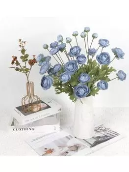 4 шт. искусственных шелковых цветов 16 головок ранункулюсов с длинными стеблями искусственные цветы ранункулюсов персидские искусственные цветы для свадебного стола центральный элемент домашнего декора 4pcs белый