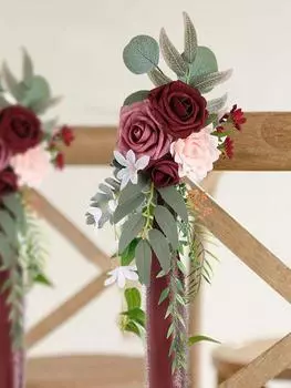 4 шт. искусственный цветок на спинку стула эвкалипт искусственные цветы украшения для прохода цветы на спинку стула свадебные цветочные украшения для дома оранжевый