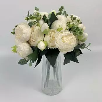 4 шт., искусственный цветок пиона, 34 см, искусственный цветок для семьи, свадебное украшение, украшение для стола, вечерние, цветочная композиция для невесты белый