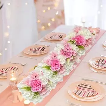 4 шт. искусственный ряд цветов изогнутая цветочная арка свадебное украшение украшение для девичника детский душ принадлежности для вечеринок на открытом воздухе 50cm белый