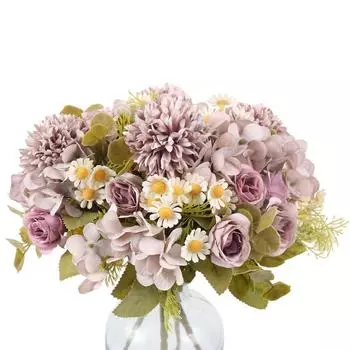 4 шт. искусственный шелковый букет маргариток искусственные гортензии розы осенние украшения для кухни домашний сад стол центральные украшения декор белый