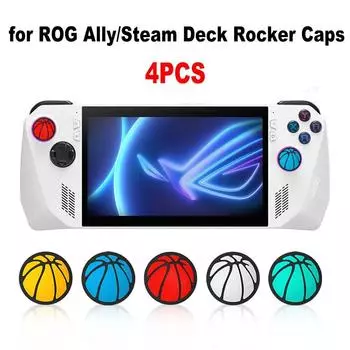 4 шт. износостойкие крышки-рокеры, защита игрового контроллера для Asus ROG Ally/Steam Deck Basketball