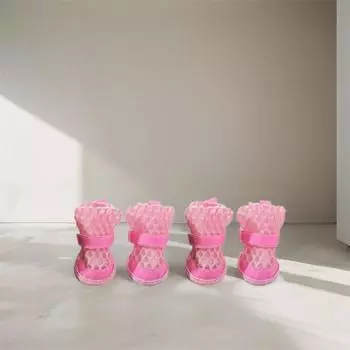 4 шт. износостойкие летние чехлы для ног собак противоскользящие защитные сандалии для собак для прогулок с собакой XXL розовый