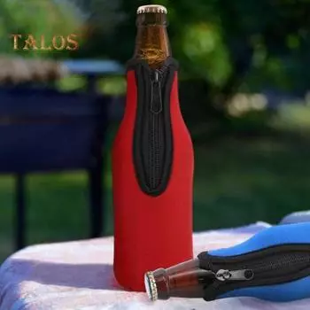 4 шт., изолированная крышка для бутылки пива, многоразовая, моющаяся, на молнии, с рукавом-холодильником, экологически чистый неопреновый держатель для пива, вина, напитков разноцветный