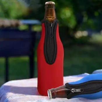 4 шт., изолированная крышка для бутылки пива, многоразовая, моющаяся, на молнии, с рукавом-холодильником, экологически чистый неопреновый держатель