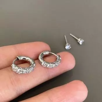 4 шт. изысканные серьги-кольца с цирконом Y2K, аксессуары, ювелирные изделия, подарок 4Pcs