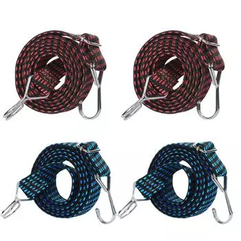4 шт. Эластичные стяжные ремни-банджи Сверхпрочные банджи-шнуры с крюками Прочная эластичная веревка для палаток Кемпинг Багаж