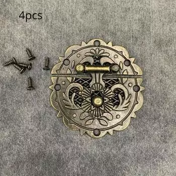 4 шт. Элегантный металлический навесной замок в винтажном стиле с замысловатым цветочным узором - в комплект входят винты, декоративный замок с защелкой для деревянных шкатулок для драгоценностей 4pcs