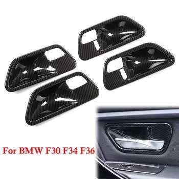 4 шт. карбоновая накладка на дверную ручку салона автомобиля для BMW 3 серии F30 F31 2012-2019