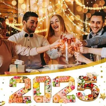 4 шт. картонный поднос с цифрами, заполняемый контейнером для сладостей, кексов, колбасных изделий, бумажная коробка, коробка для угощений на выпускной, годовщину, день рождения белый