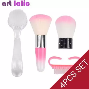 4 шт., кисти для очистки ногтей, кисти для маникюра, педикюра, красочный гель-лак для ногтей, наборы кистей и наборы