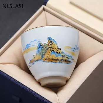 4 шт., китайская чашка с ручной росписью, керамический чайный сервиз ручной работы, чашка для чая, чаша для чая, посуда для напитков, портативная личная чашка A