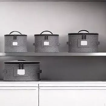 4 шт. Китайские контейнеры для хранения, прочные, штабелируемые, с разделителями, стеганый набор, твердый корпус