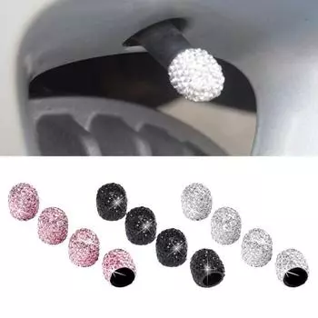 4 шт. клапаны для автомобильных шин, простая установка, пылезащитные, уникальные сверкающие стразы, шток клапана для шин, автомобильные аксессуары чёрный