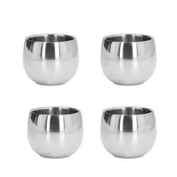 4 шт. кофейная кружка 150 мл двухслойные изолированные чашки для кемпинга, путешествий, пешего туризма, пляжа, пикника