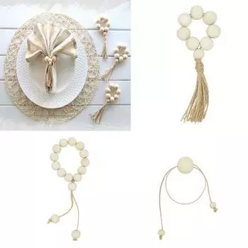 4 шт., кольца для салфеток, деревянные бусины, элегантные легкие кольца, держатель для свадебной вечеринки, украшения домашнего обеденного стола, кухонные принадлежности