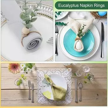 4 шт. Кольца из листьев эвкалипта, деревянные бусины, фермерские кольца для салфеток, для обеда, банкета, свадьбы, Рождества, Пасхи, праздничного украшения стола