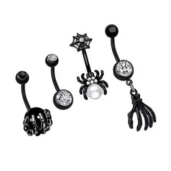 4 шт. кольцо для пупка висячие украшения для пирсинга тела на Хэллоуин красный