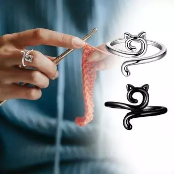 4 шт. кольцо для вязания крючком, регулируемая металлическая направляющая для пряжи, набор колец для вязания крючком, кольцо натяжения для вязания в форме кошки для дома 4pcs