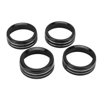 4 шт. Кольцо переключателя AC Алюминиевый сплав Стильный Не ржавеющий Крышка кнопки центральной консоли Замена для чёрный