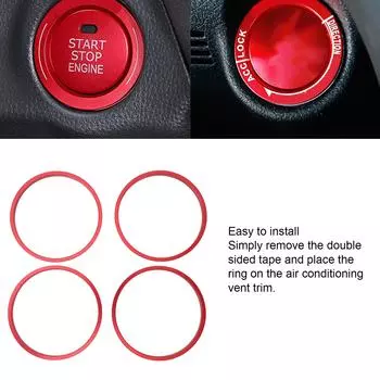 4 шт., кольцо вентиляционного отверстия переменного тока, внешняя отделка, алюминиевый сплав, кольцо для выхода кондиционера, наклейка, замена наклейки для Toyota Tacoma 2016–2023, красный