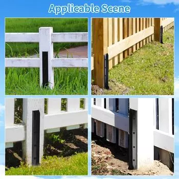4 шт. кольев для ремонта столбов забора с крепежными винтами, прочный комплект для поддержки задней части забора, заостренная головка, наклонный инструмент для ремонта сломанной древесины 1 Set чёрный