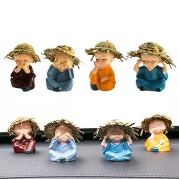 4 шт. Коллекционные изделия, поделки, украшения для автомобилей, миниатюрная скульптура Будды, монаха, забавные поделки, куклы, клей для домашних офисов CHINA