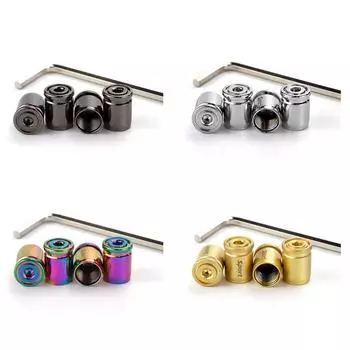 4 шт. колпачка штока вентиля шины металлические противоугонные колпачки штока клапан Шредера автомобильные колпачки комплекты универсальные автомобильные аксессуары чёрный