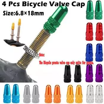 4 шт. колпачки для клапанов Presta для велосипеда, пылезащитный чехол, прочный алюминиевый сплав для горного велосипеда, аксессуары для велосипеда чёрный