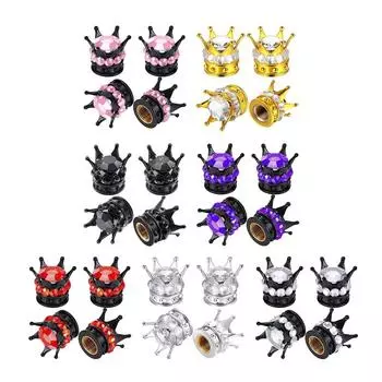 4 шт. колпачки для колесных клапанов, крышка в форме короны, блестящие алмазные колпачки для стержня шин, пылезащитные колпачки для грузовика, автомобиля, мотоцикла, велосипеда, воздушная крышка золотой