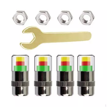 4 шт., колпачки для контроля давления в шинах автомобиля, 3 цвета, универсальный гаечный ключ для серебряный