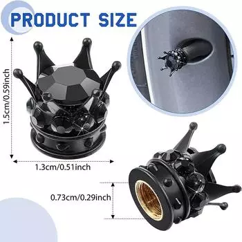 4 шт. колпачки для вентилей шин Crown, блестящие, со стразами, универсальные, хромированные, с короной, автомобильные колпачки для шин, чехлы, автомобильные аксессуары чёрно-фиолетовый